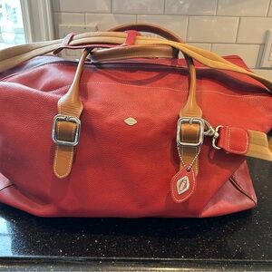 I Santi genuine Italian Red pebbles Leather Travel Bag